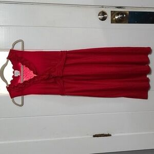Oh Baby! By Motherhood Womens Maternity Dress Red Ruffles Ties Sz M EUC